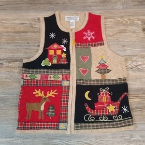Heirloom Collectibles | Jackets u0026 Coats | Christmas Festive Holiday  Embroidered Zip Up Sleeveless Cardigan Vest Top | Poshmark